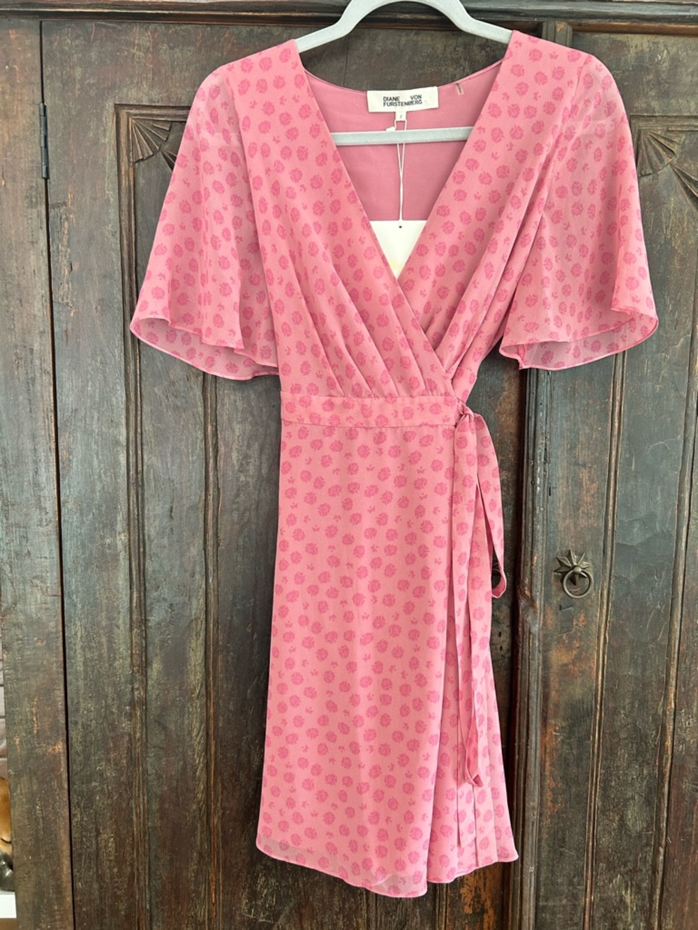 Diane Von Furstenberg Rose Pink Wrap Midi Dress